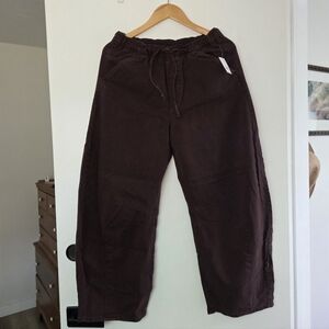 GAP Wide Leg Drawstring Pants in Dark Brown